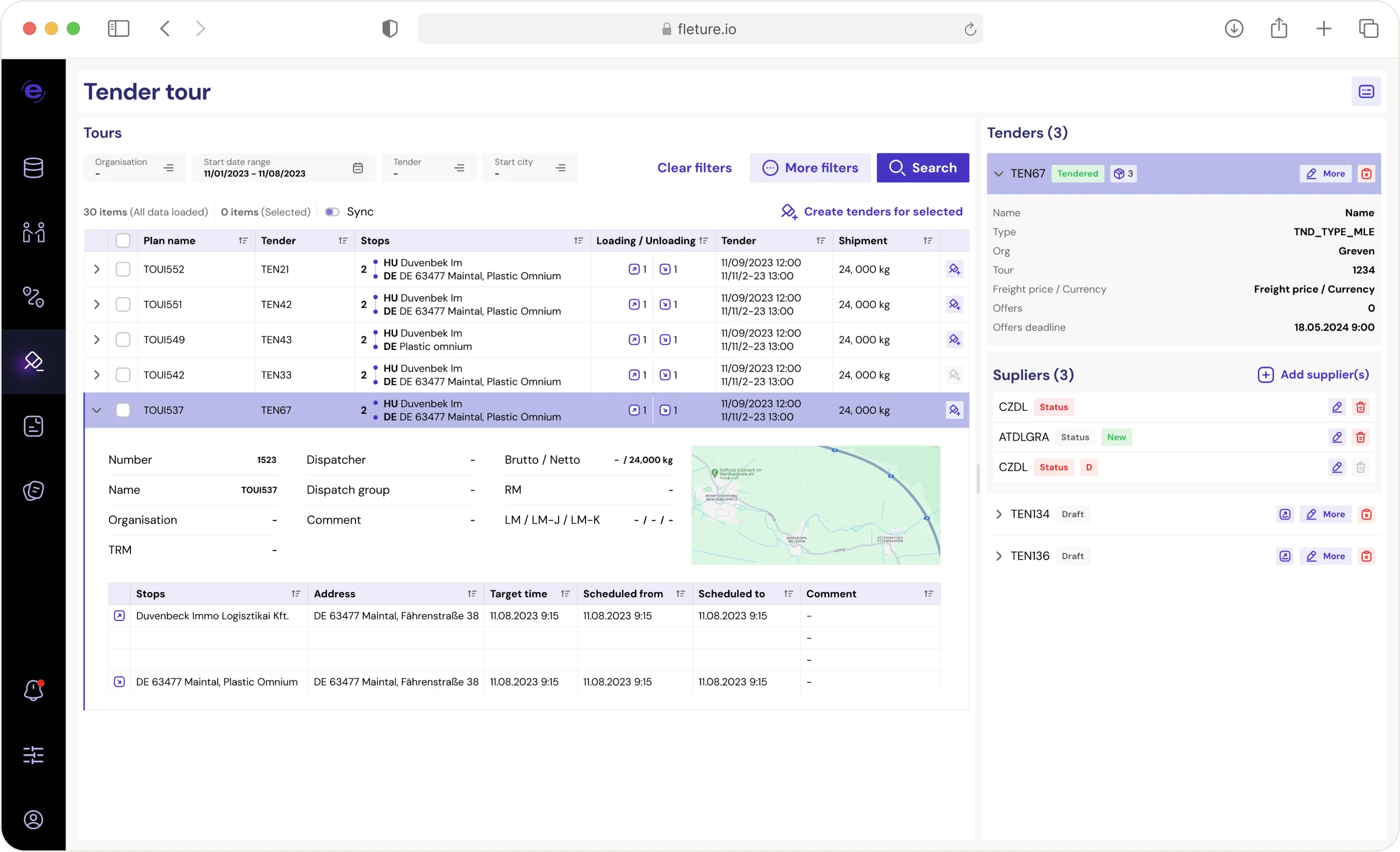 Fleeture fleet management dashboard